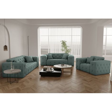 Sofaset Designersofa CHANTAL 3-2-1 in Stoff Opera Velvet Saphir (1/5)