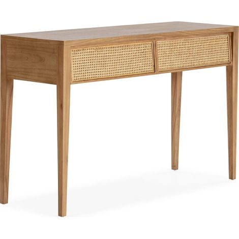 Console chic en cèdre et rotin naturel - Bois naturel et rotin élégant (1/5)