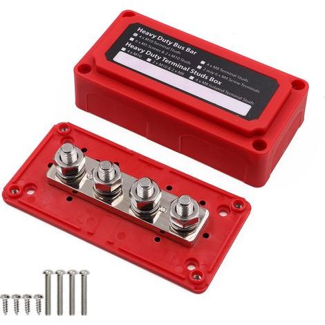 1 x 300A Terminal Block, 4 x M10 Studs, Nickel-Plated Brass, Reinforced Nylon, For RV/Boat Solar (1/5)