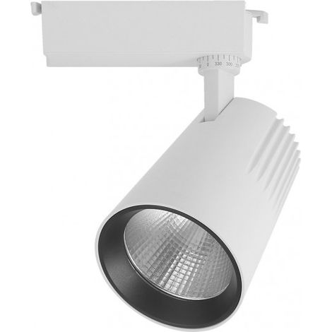 Faretto a binario 40w 6000k telma white 3600lm 36º orientabile 330º regx21x10,5 cm