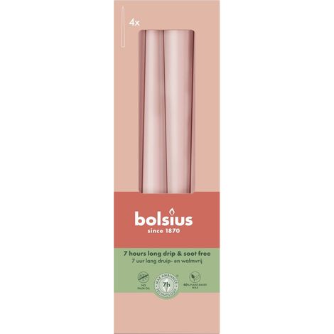 Bolsius Spitzkerzen rosa 24,5 cm Ø 2,4 cm 4 Stück Spitzkerze