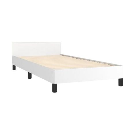 Cadre de lit en similicuir blanc (sans matelas), 80 × 200 cm, meuble de chambre, design contemporain, montage facile (1/5)