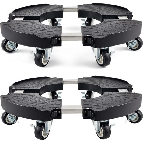 Lot de 2 Porte Plante a roulettes, Support Plante avec 8 roulettes, Supports de Pots de Fleurs à roulettes Réglable 38-58CM, Capacité de 200KG, Porte Plante Robuste pour Extérieur à Intérieur (1/5)