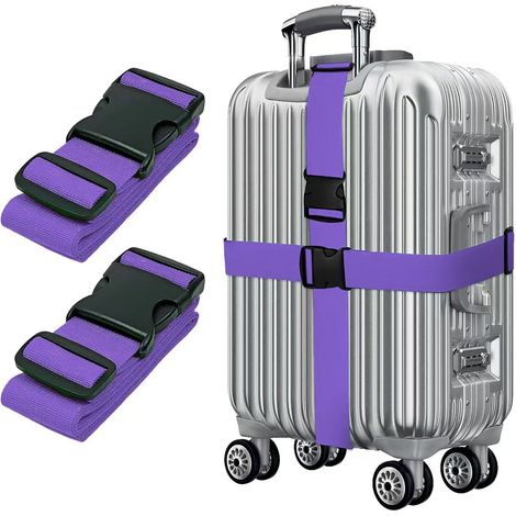 Sangles de Bagage Réglables avec Boucle Élastique Croisée pour Valise de Voyage - Lanière et Attache Sécurisée - 2 Pièces