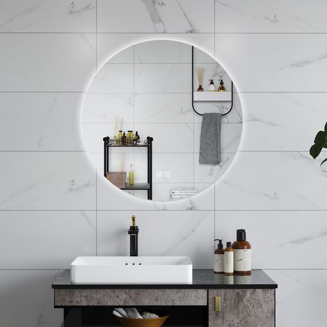 Aica SPECCHIO DA BAGNO ROTONDO DA 90CM CON LED, ANTIAPPANNAMENTO, 3 TEMPERATURE COLORE, RETROILLUMINATO (1/5)