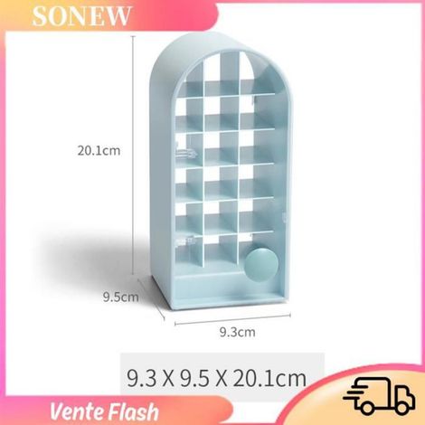 Sonew empileur de rouge à lèvres Support de rangement de rouge à lèvres 18 espaces, moulage de château, meuble boite Bleu (1/5)