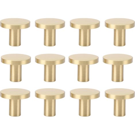 Lot de 12 boutons de meuble dorés en alliage de zinc, poignées de tiroir, vis et tournevis inclus. (1/5)