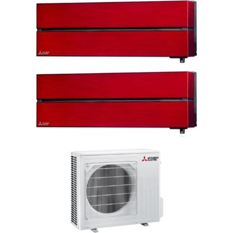 Mitsubishi Electric Dual Split Inverter-Klimagerät Serie Kirigamine Style MSZ-LN 9+9 mit MXZ-2F53VF Ruby Red R-32 Wi-Fi Integrated Colour Red 9000+9000
