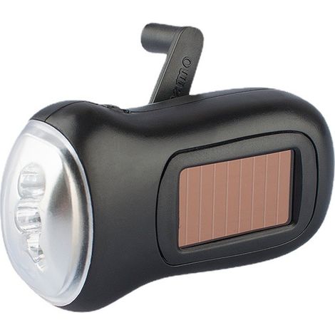 Solar-Taschenlampe, Handkurbel, solarbetrieben, wiederaufladbar, Handgeneratoren, Notfall-Taschenlampe, LED-Notfall-Dynamo-Taschenlampe für Camping im Freien