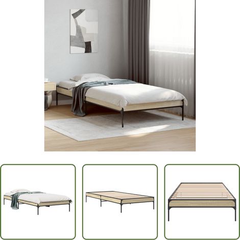 Lit chêne sonoma - Cadre de lit sans matelas chêne sonoma 100x200 cm (1/5)