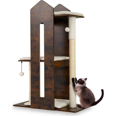 Tiragraffi 80 x 40 x 120 cm multilivello con cuscini sfoderabili atmosfera accogliente MDF marrone 200016013