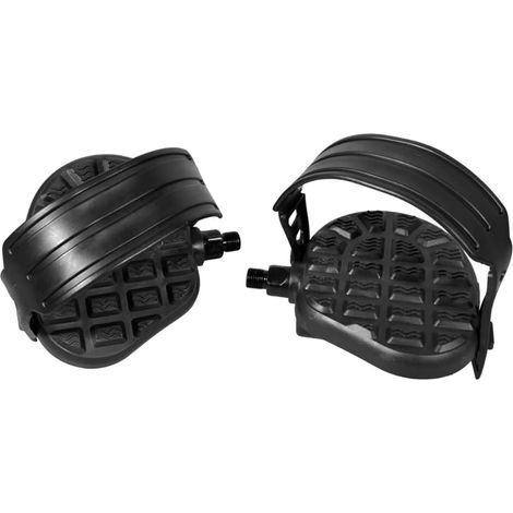 Paire de pédales Noires 9/16" - 14 mm en Plastique pour vélo/vélo avec Boucle antidérapante AXPEC916 (1/3)