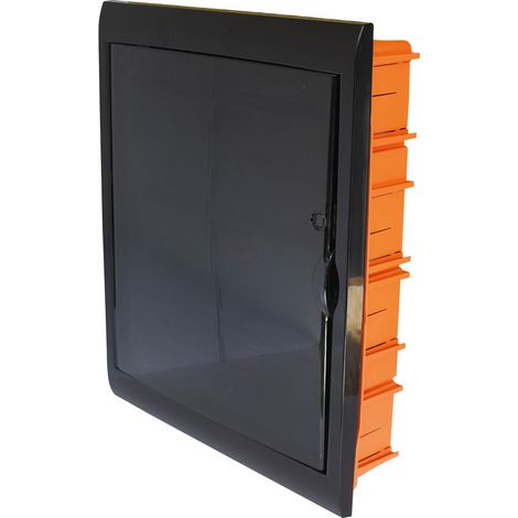 Tableau d'encastrement 54 modules avec cadre noir et porte fumée 450x510x100mm IP40 FAEG - FG14754