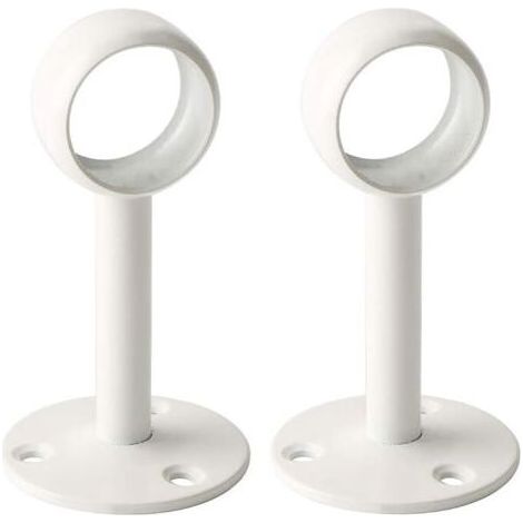 Support de Tringle à Rideaux Support Tringle Penderie avec Vis Support de Plafond pour Rideau et Armoire, Blanc Brillant en Acier Inoxydable, Diamètre 26 mm, 2 Pcs (1/5)