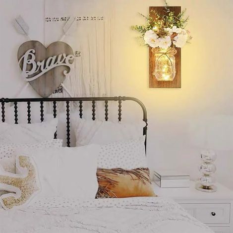 Appliques murales LED en forme de bocal Mason pour intérieur et extérieur, décoration murale pour terrasse ou patio (1/5)