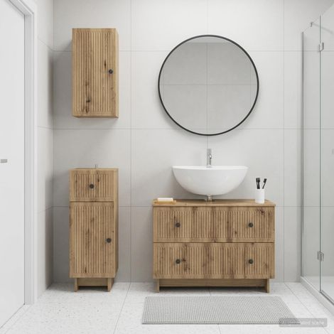 vidaXL 3 Piece Bathroom Cabinet Set EDE Artisan Oak Engineered Wood (1/5)