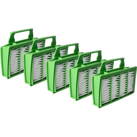 vhbw 5x Micro Hygiene Filter compatible with Sebo Airbelt K Series, K1 Vacuum Cleaner - Air Filter Green White, Rectangular