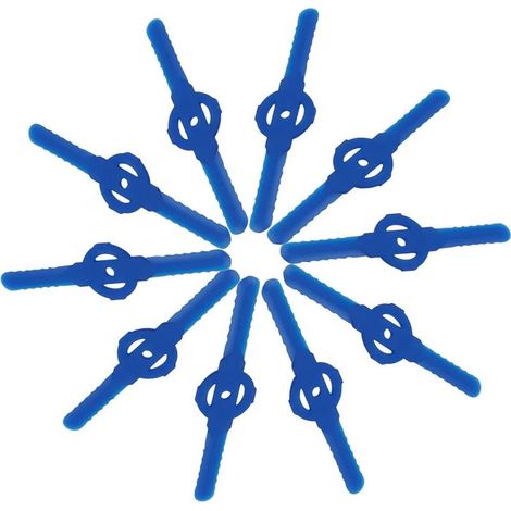 10 Pièces Lames de Tondeuse Jardin Tondeuse Accessoires, Lames de Rechange en Plastique, Outils de Jardin, Petit Trou 5mm, pour Jardin Pelouse Tondeuse, Coupe-bordures Sans Fil(bleu) (1/5)
