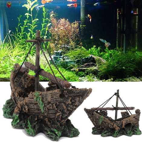 Caverne - Rocher Décor Aquarium - Cachette Pour Poissons - Arbre Ornemental en Résine - 14,5 x 5,5 x 12 cm - 1 Pièce (1/3)