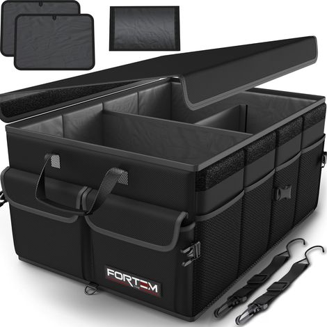 Organisateur de Coffre Voiture, Rangement Pliable SUV Multi Compartiments, Accessoires Auto pour Femme Homme, Tissu Oxford 600D, Fond Antidérapant, Sangles de Fixation, Couvercle Souple (65L) (1/5)