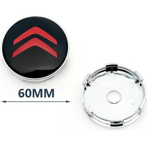 Quatre enjoliveurs de roue de 60 mm pour véhicules Citroën, enjoliveurs de remplacement, avec logo, diamètre extérieur de 60 mm, diamètre intérieur du clip de 56 mm, enjoliveurs de jante. (1/3)