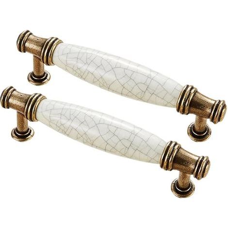 Antike Griffe, Vintage-Schrankknöpfe, 2-teilige Keramikgriffe für Kommodenschubladen, Vintage-Schubladengriffe für Küchenschränke, Schlafzimmer-Kommodenschubladen (1/5)