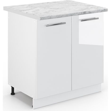 Mobile lavello cucina Fame-Line, Bianco lucido, 80 cm , PL Marmo, Vicco (1/5)