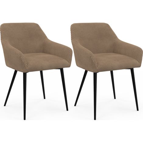 Lot de 2 chaises de salle à manger, fauteuils de table JANY en velours côtelé taupe (1/5)