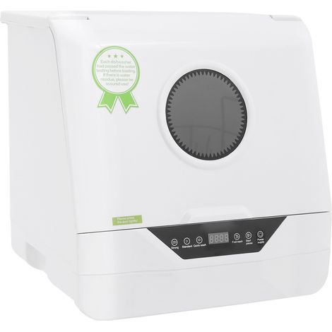 Mini lave-vaisselle sans raccord, lave-vaisselle de table mobile avec réservoir d'eau de 6 l, bras de pulvérisation à 360°, séchage à l'air chaud, 4 programmes, écran tactile, pour cuisine (1/5)
