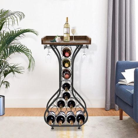 Freestanding Wine Rack for 14 Bottles, 90 cm Bottle Rack Decorative Bottle Holder Stand for Kitchen Bar Dining Room Floor (1/5)