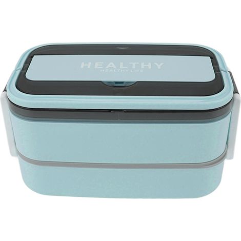 Bento-Lunchbox aus Edelstahl 316, doppelwandig, unterteilt, mit Besteck, tragbar, 1400 ml, himmelblau, für Büro und Schule (1/5)