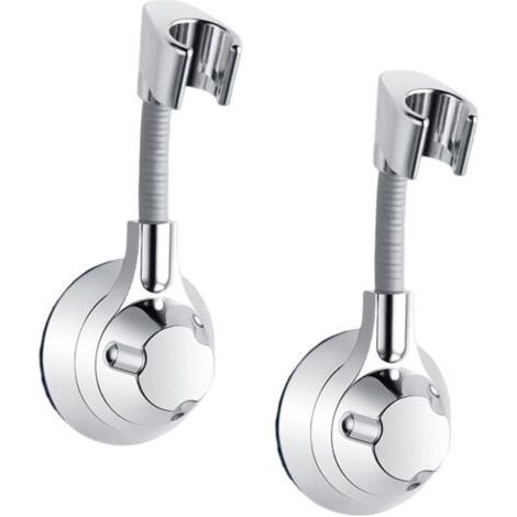 Adjustable Angle Shower Head Holder, No Drilling, Wall Mount, Universal Bracket (2 Pack, Silver) (1/5)