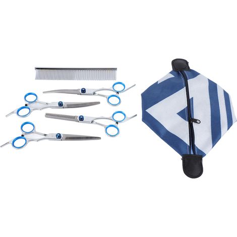 Kit de ciseaux de toilettage pour animaux de compagnie, ciseaux de coupe pour chiens avec peigne, ensemble de ciseaux de toilettage professionnels (1/5)