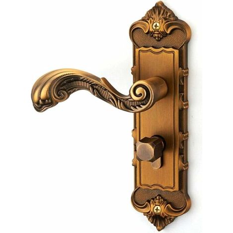 Antiker Türgriff mit Schlüssel, Türschloss, Türgriff 222 mm x 55 mm, Türgriff für Massivholz- und Stahltüren