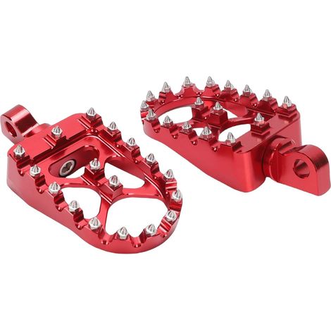 Repose-pieds Large CNC Rotatif à 360 Degrés en Alliage D'aluminium Haute Résistance de Remplacement pour Bobber avec Design de Style MX et Pont en X Unique, Fer 883, Noir (rouge) (1/5)