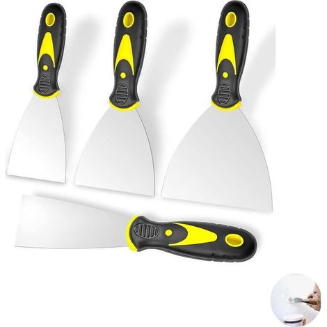 Lot de 4 Couteau à Enduire - KAKOO - Spatules en Acier Inoxydable - Couteaux à Mastic - Spatule Bricolage (1/4)
