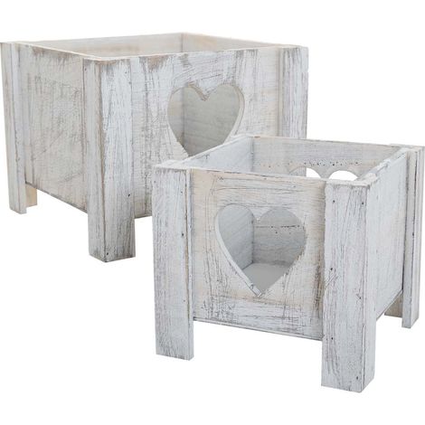Set 2 Cestos de madera blancos (1/5)