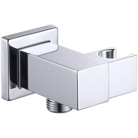 Support de pommeau de douche Support de pommeau de douche en laiton carré argent (1/5)