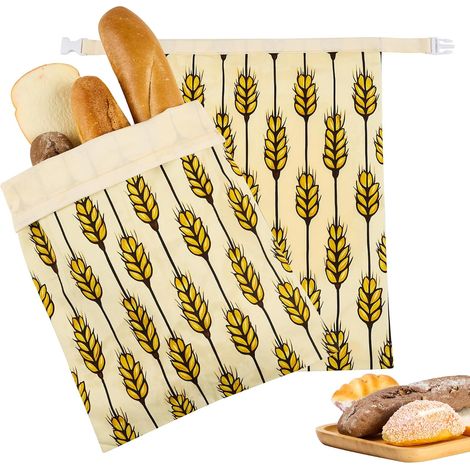Sacs à pain au levain enduits de cire d'abeille (lot de 2), 43 x 33 cm, Sacs réutilisables en coton naturel pour pain fait maison (1/5)