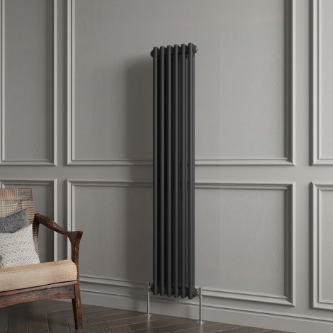 Traditional 2 Column Matt Black Radiator (1800mm H × 290mm W) – 3770 BTU / 1105W – Cast Iron Style (1/5)