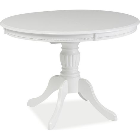 Table à manger blanche 106cm extensible blanche avec pied central Ade (1/4)