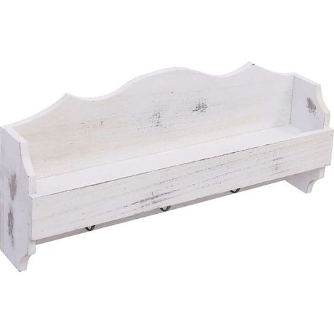 vidaXL Perchero de pared de madera blanco 50x10x23 cm (1/2)