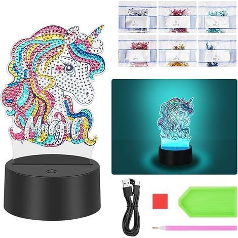 Diamond Painting Lamp, Unicorn LED Diamond Painting Night Light, Night Light for Bedroom Decoration (1/5)