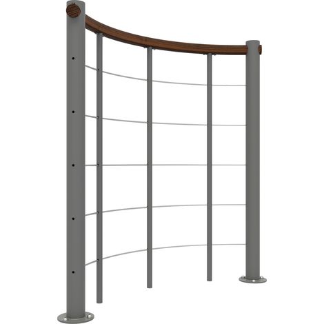 Rundes Brüstungsgeländer - Grau - Thermolackierter Stahl - Länge 1m - Handlauf aus Holz - Ø120cm - RE-U-SLM-GN-120 (1/3)
