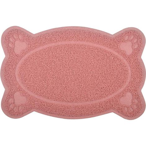 Tapis de Litière pour Chat Antidérapant et Imperméable en Forme de Patte Tapis de Propreté pour Chat et Chien Rose