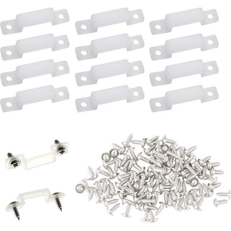 100 Pièces Clips de Bande Lumineuse,Connecteur Clip de Fixation en Silicone, Clips de Fixation pour LED avec 200 Pièces Vis, (1/4)