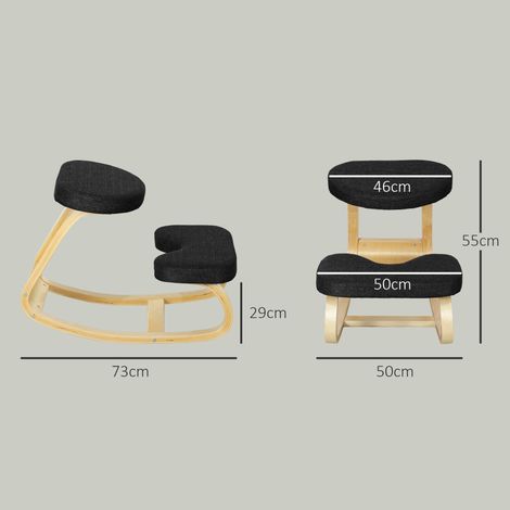 Un fauteuil à bascule en tissu aspect lin et bois de bouleau, 50x73x55cm, noir. (1/5)