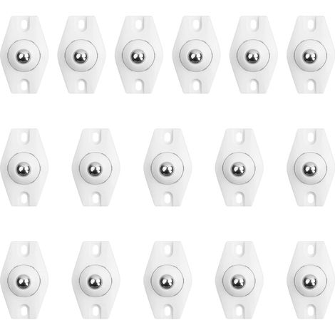 Lot de 16 roulettes pivotantes auto-adhésives, rotation 360°, ABS et acier inoxydable, silencieuses, pour meubles et boîtes (1/5)