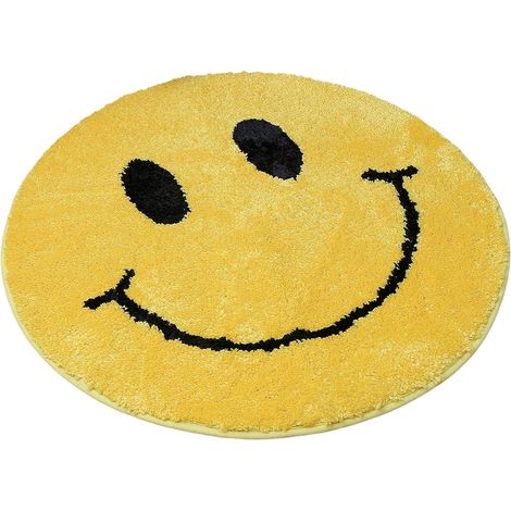 Alfombrilla de baño de microfibra con diseño de carita sonriente y base antideslizante de TPR, ideal para baño, dormitorio o sala de estar. (1/5)