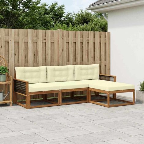 vidaXL Outdoor-Sofagarnitur mit Kissen 4 pcs Natur und Creme (1/5)
